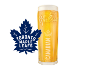 Toronto Maple Leafs logo next to beer