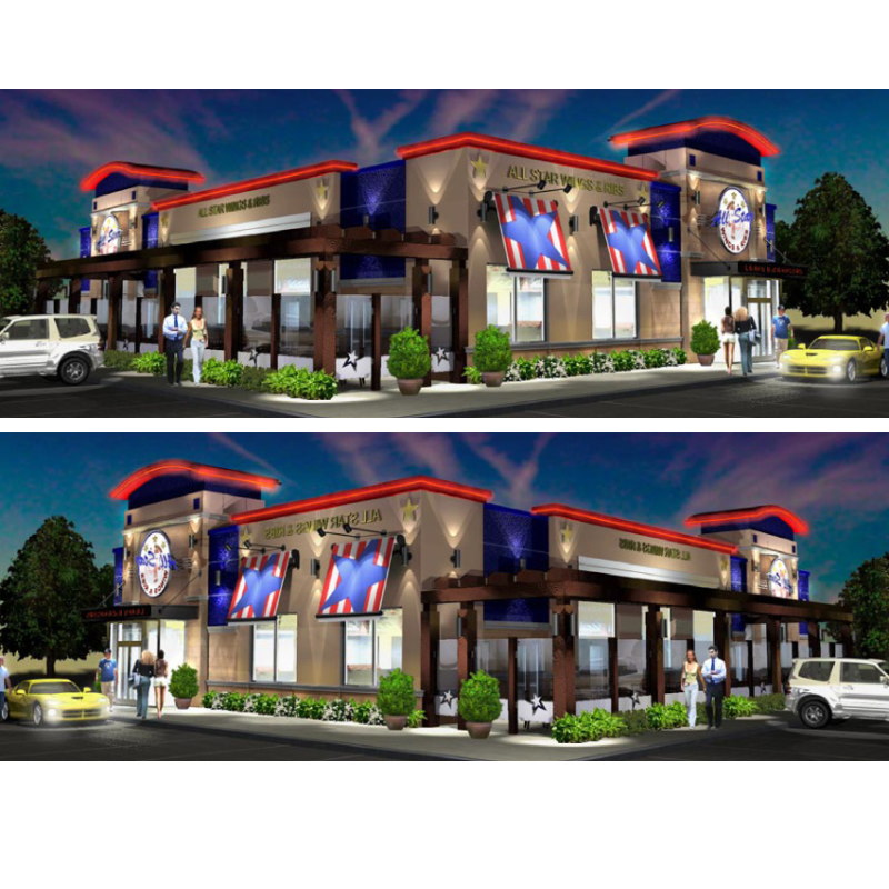 AllStar Wings and Ribs artist rendering of exterior