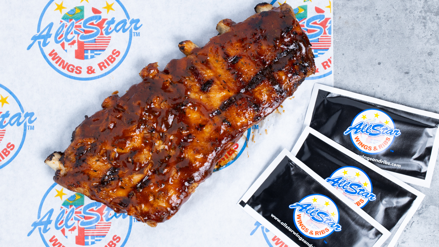 AllStar Wings & Ribs rack of ribs